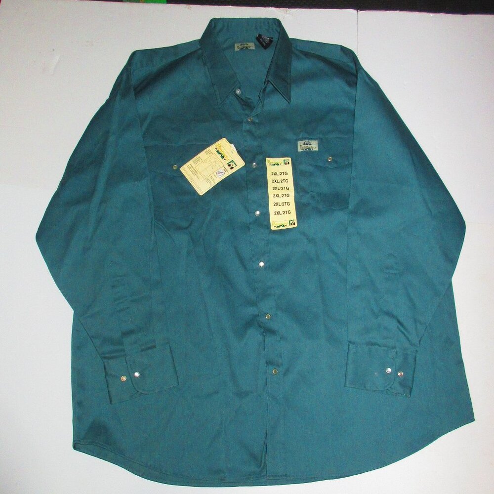KODAK Pathfinder Green Work Shirt Pearl Snaps Front Size XXL NEW